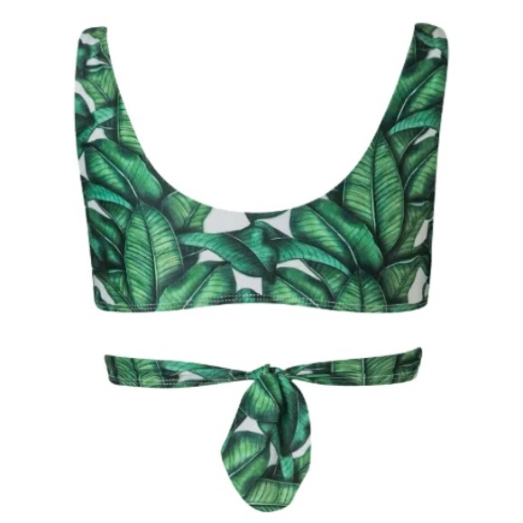 NEW Verdelimon Bikini Top criss cross adjustable back Colombia foliage leaves S - Picture 2 of 7